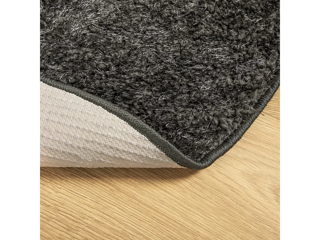 Tapis ISTAN à poils longs aspect brillant anthracite Ø 100 cm QBH43505