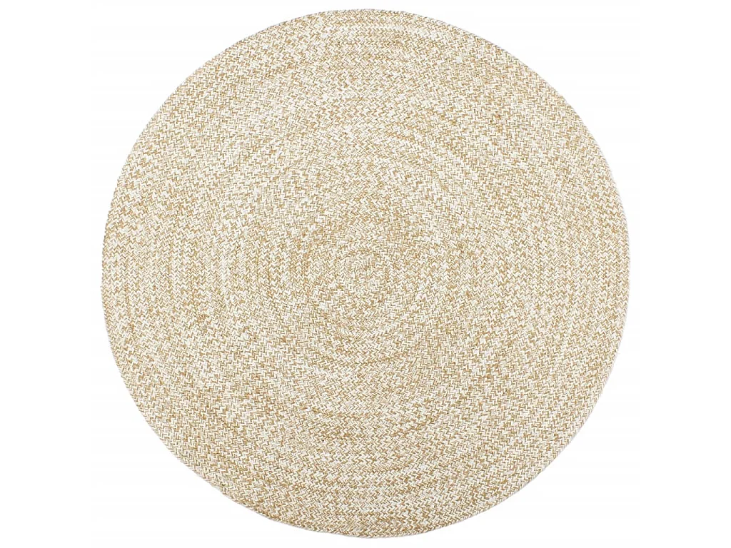 Tapete artesanal em juta 240 cm branco e castanho PT334819