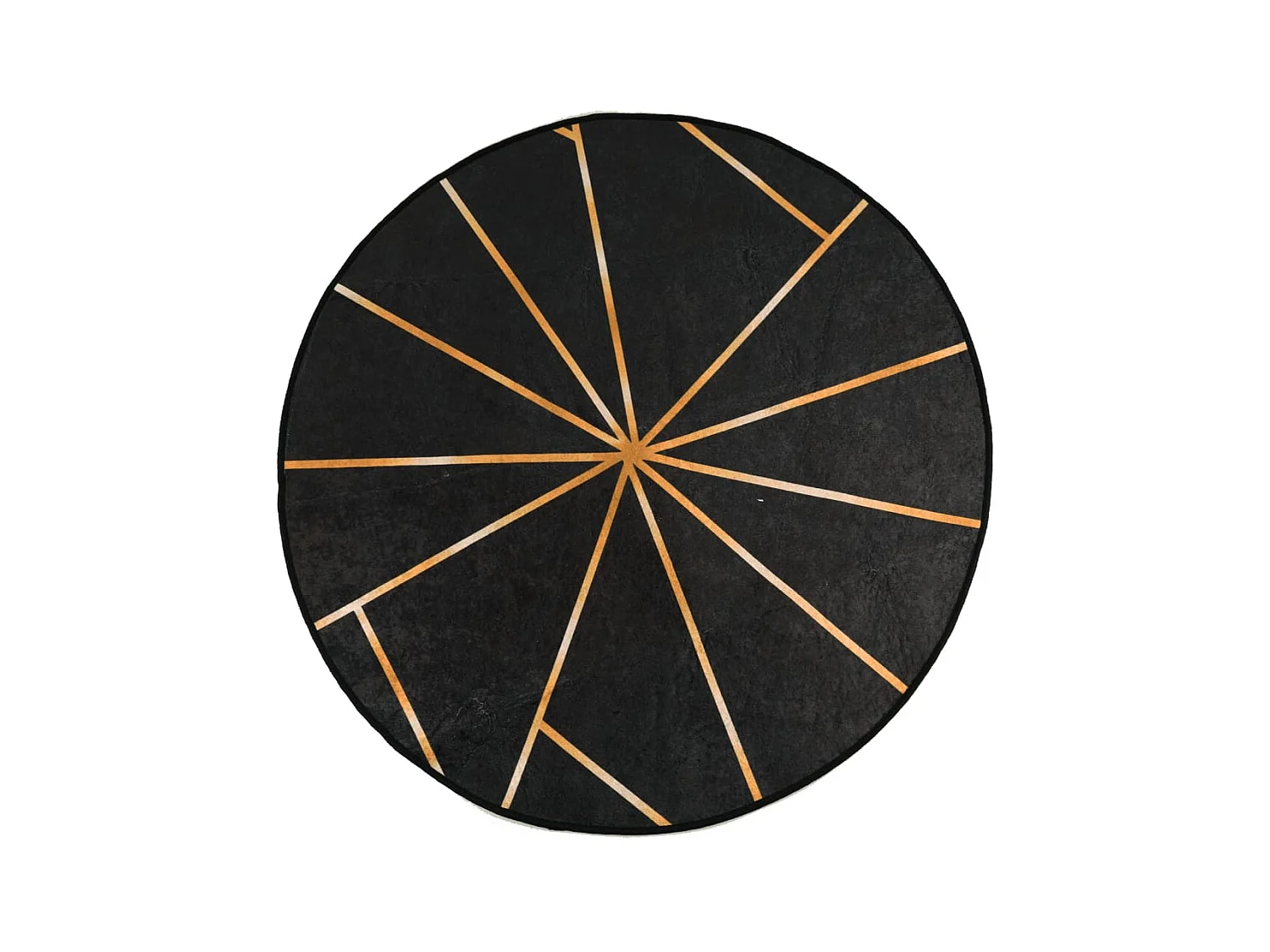 Alfombra lavable antideslizante negro y dorado Ø 120 cm ES93763