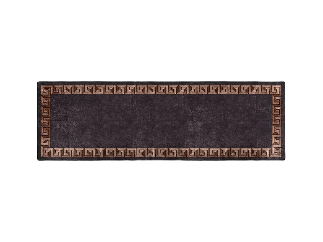 Tapis lavable antidérapant 80x300 cm Noir et doré QBH79363