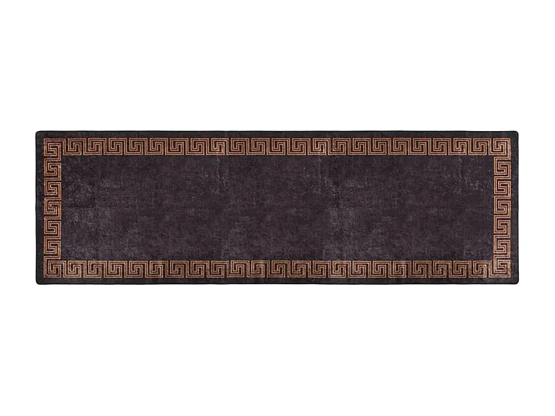 Tapis lavable antidérapant 80x300 cm Noir et doré QBH79363