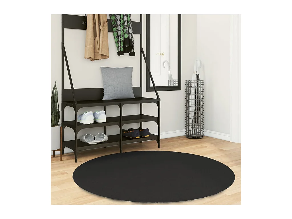 Vloerkleed HUARTE laagpolig zacht wasbaar Ø 120 cm zwart NL237243