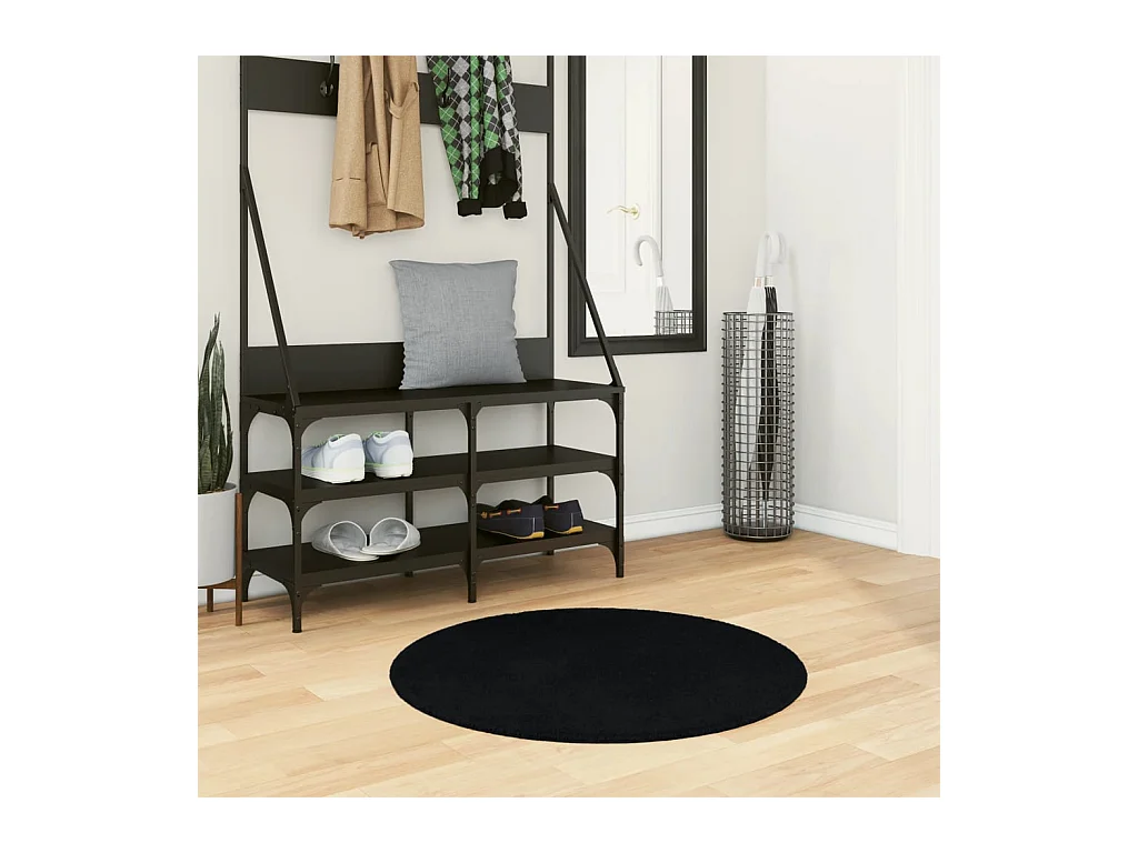 Tapis HUARTE à poils courts doux et lavable noir Ø 80 cm QBH94362