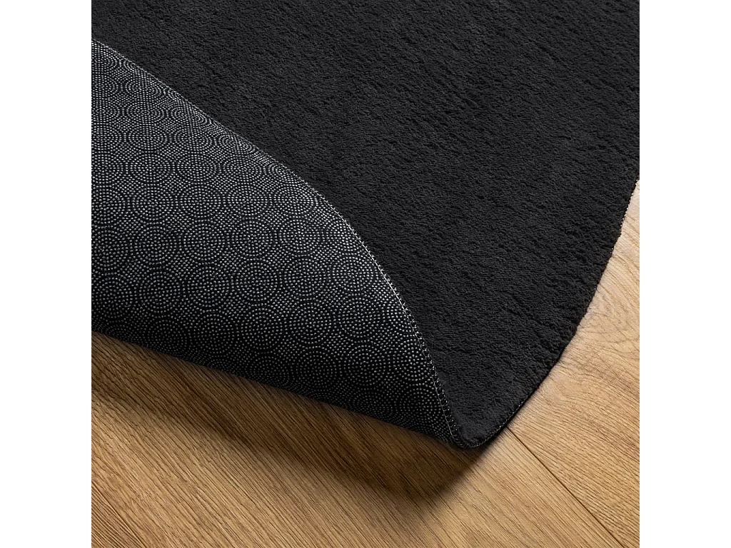 Alfombra de pelo corto suave lavable HUARTE negro Ø 80 cm ES23627