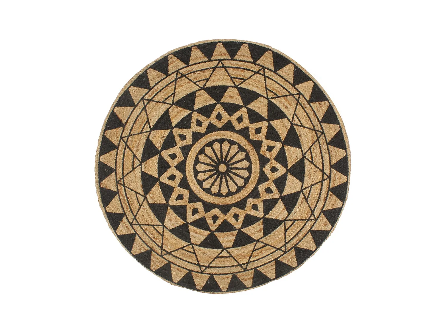 Tapis fait à la main Jute avec imprimé noir 90 cm QBH27582