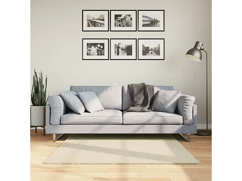 Tapis HUARTE à poils courts doux et lavable crème 120x120 cm QBH68436