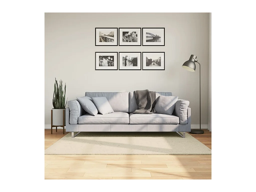 Tapis HUARTE à poils courts doux et lavable crème 120x170 cm QBH53575