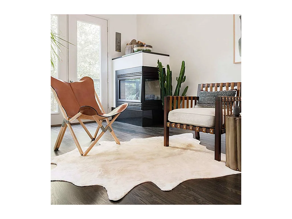 Tapis en peau de vache véritable beige 180x220 cm QBH93886