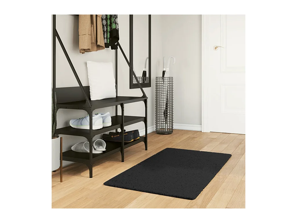 Tapis HUARTE à poils courts doux et lavable noir 60x110 cm QBH67930