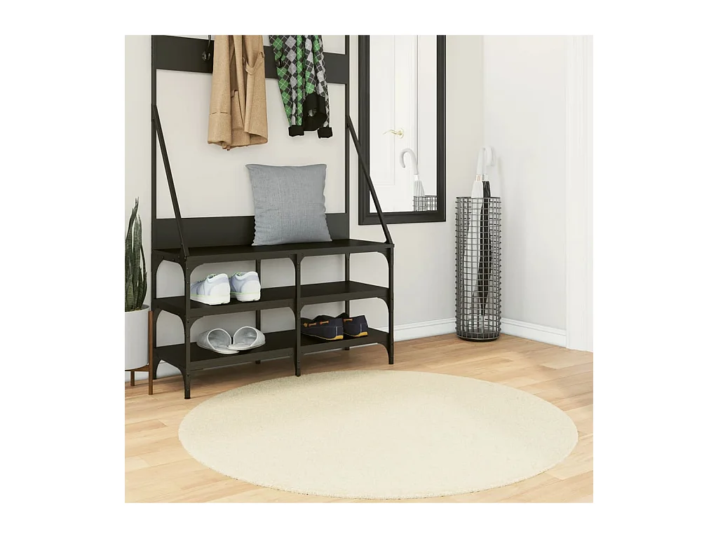 Tapis HUARTE à poils courts doux et lavable crème Ø 120 cm QBH90066