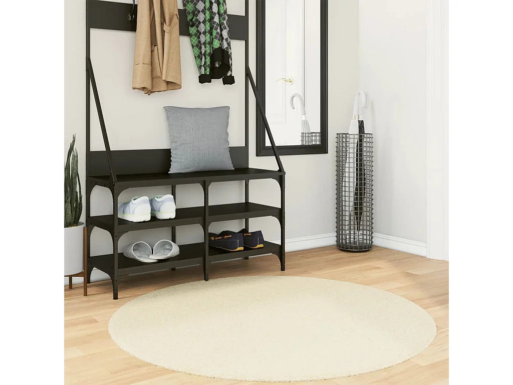 Tapis HUARTE à poils courts doux et lavable crème Ø 120 cm QBH90066