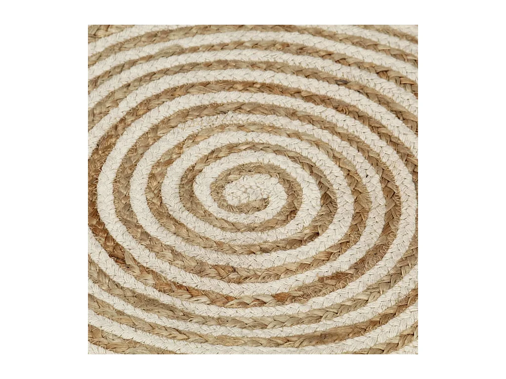 Tapis fait à la main Jute avec design de spirale Blanc 120 cm QBH42154