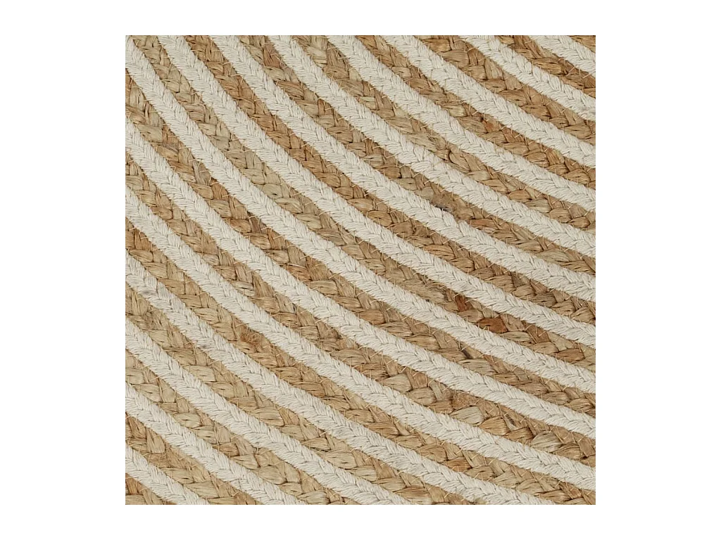 Tapis fait à la main Jute avec design de spirale Blanc 120 cm QBH42154