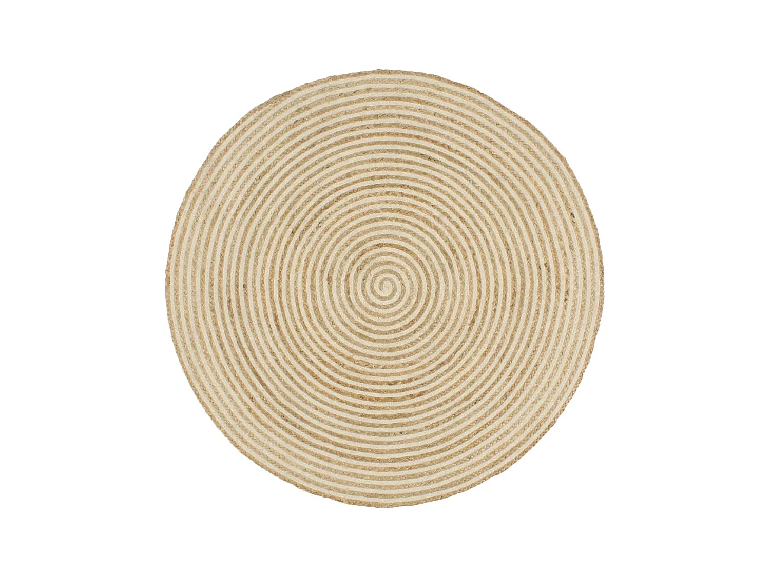 Tapis fait à la main Jute avec design de spirale Blanc 120 cm QBH42154