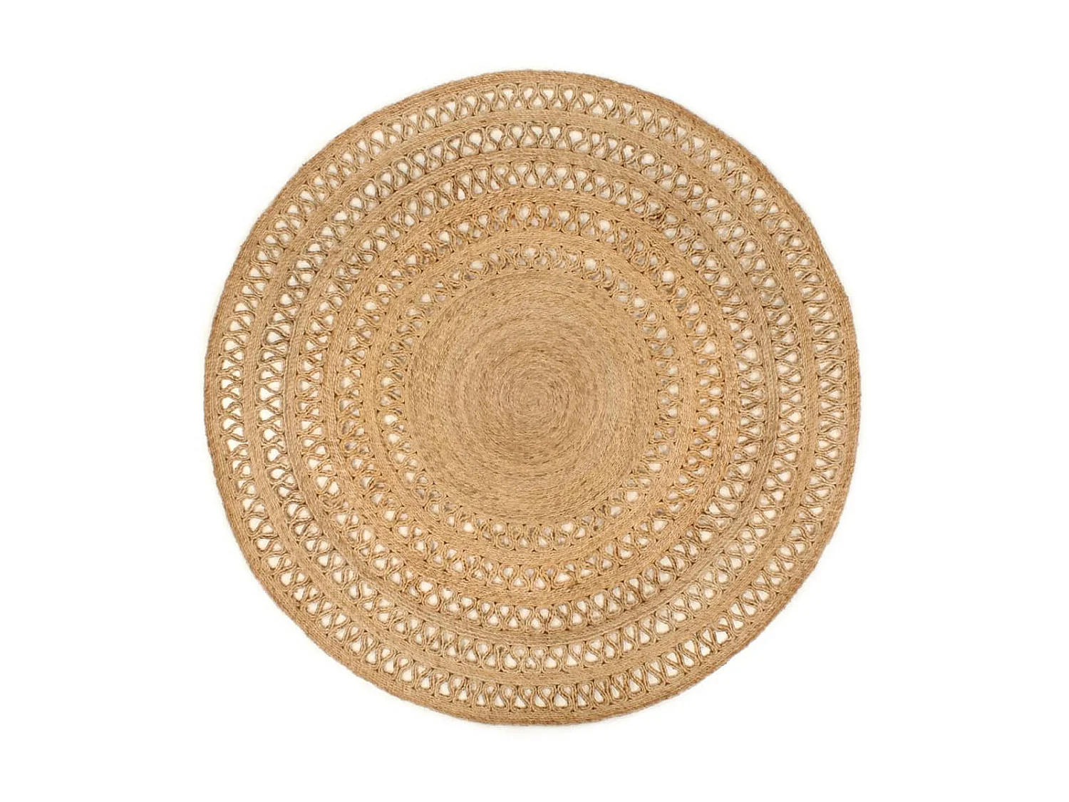 Alfombra de área trenzada a mano redonda yute 180 cm ES41025