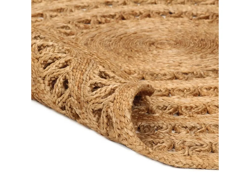Alfombra de área trenzada a mano redonda yute 180 cm ES41025