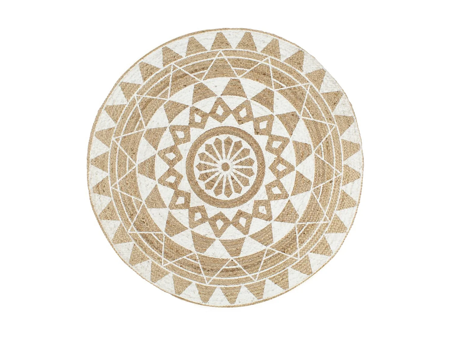 Tapis fait à la main Jute avec imprimé blanc 120 cm QBH38990