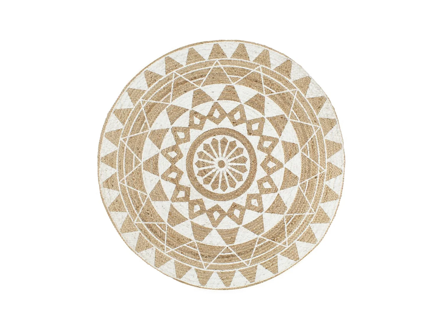 Tapis fait à la main Jute avec imprimé blanc 120 cm QBH38990