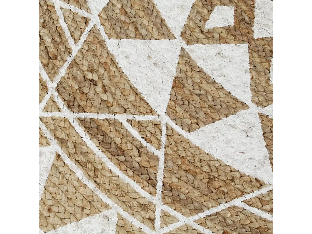 Vloerkleed handgemaakt met witte print 120 cm jute NL916694