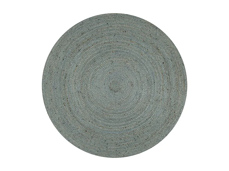 Alfombra de yute tejida a mano redonda verde oliva 150 cm ES11661
