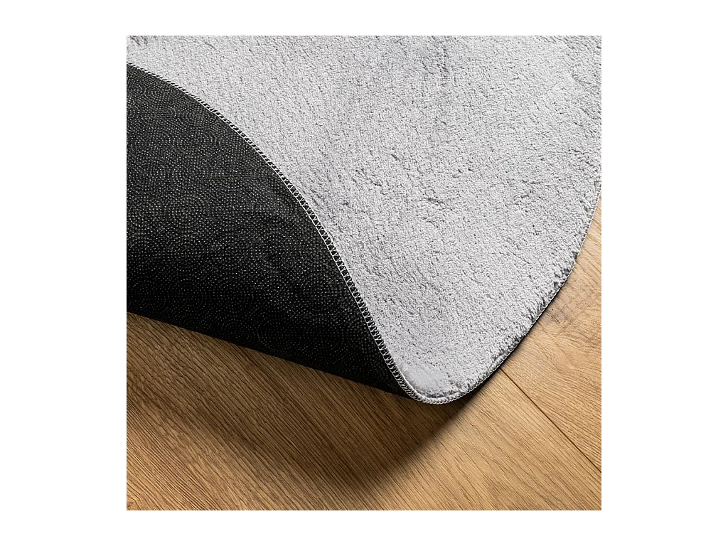 Alfombra de pelo corto suave lavable HUARTE gris Ø 80 cm ES21456
