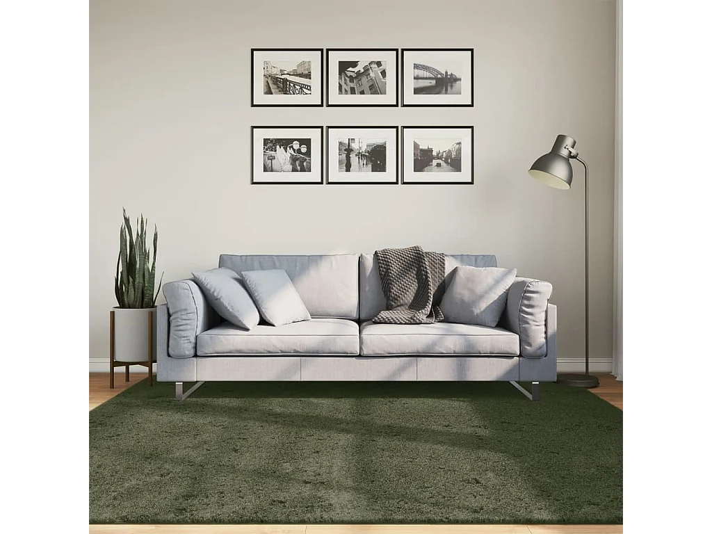 Tapis HUARTE à poils courts doux lavable vert forêt 200x200 cm QBH95662