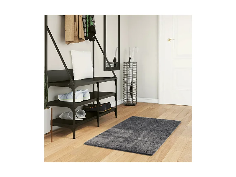 Alfombra de pelo corto suave lavable HUARTE antracita 60x110 cm ES56722