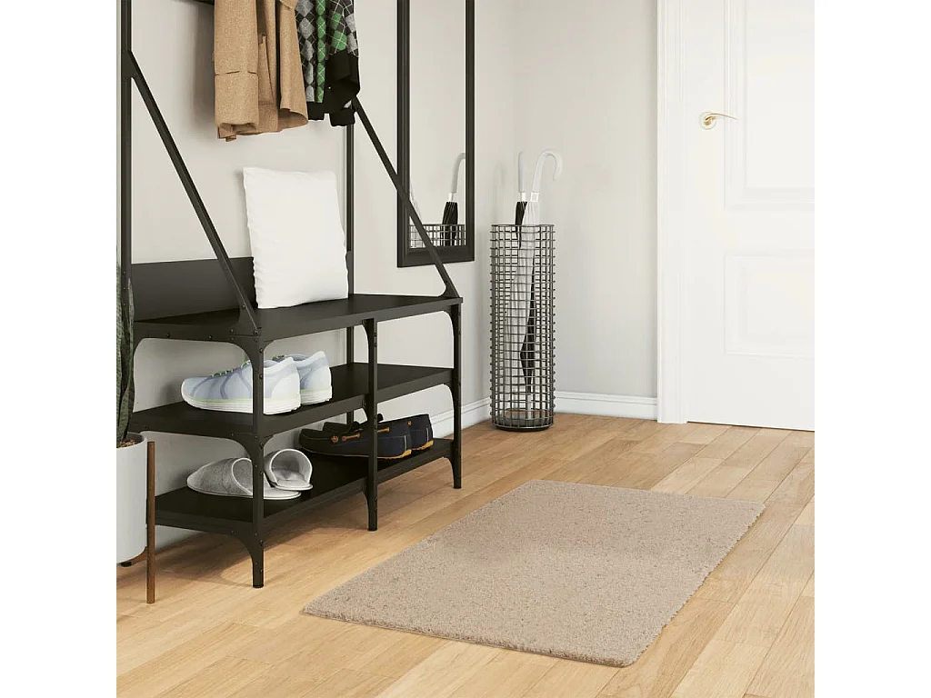 Tapis HUARTE à poils courts doux et lavable sable 60x110 cm QBH56684