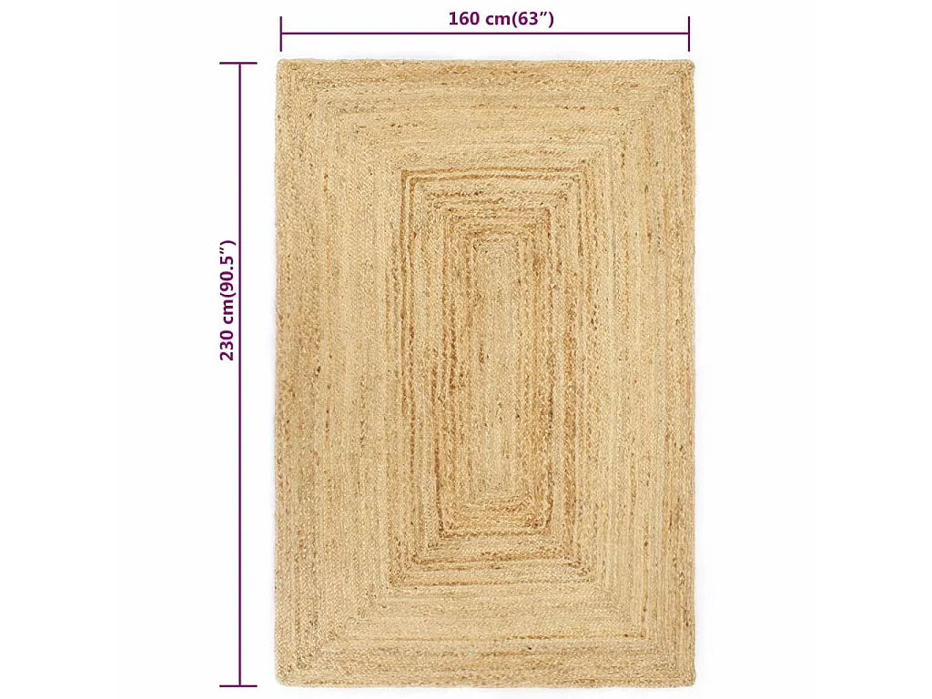 Tapete artesanal em juta natural 160x230 cm PT110594
