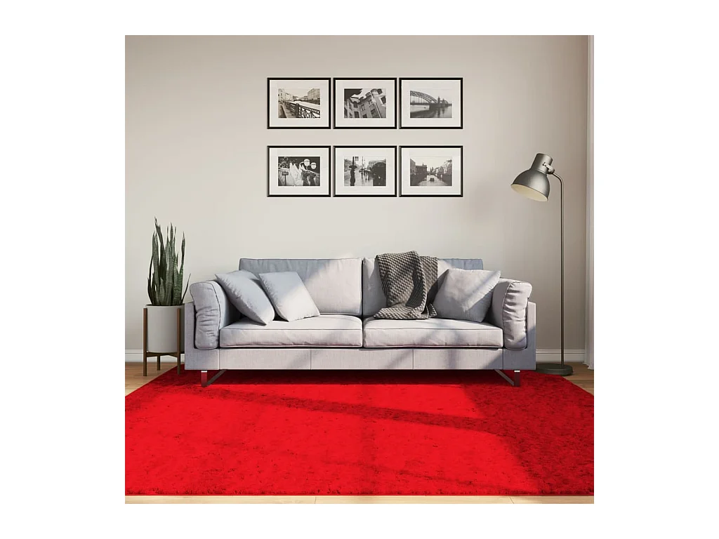 Tapis HUARTE à poils courts doux et lavable rouge 200x200 cm QBH36106