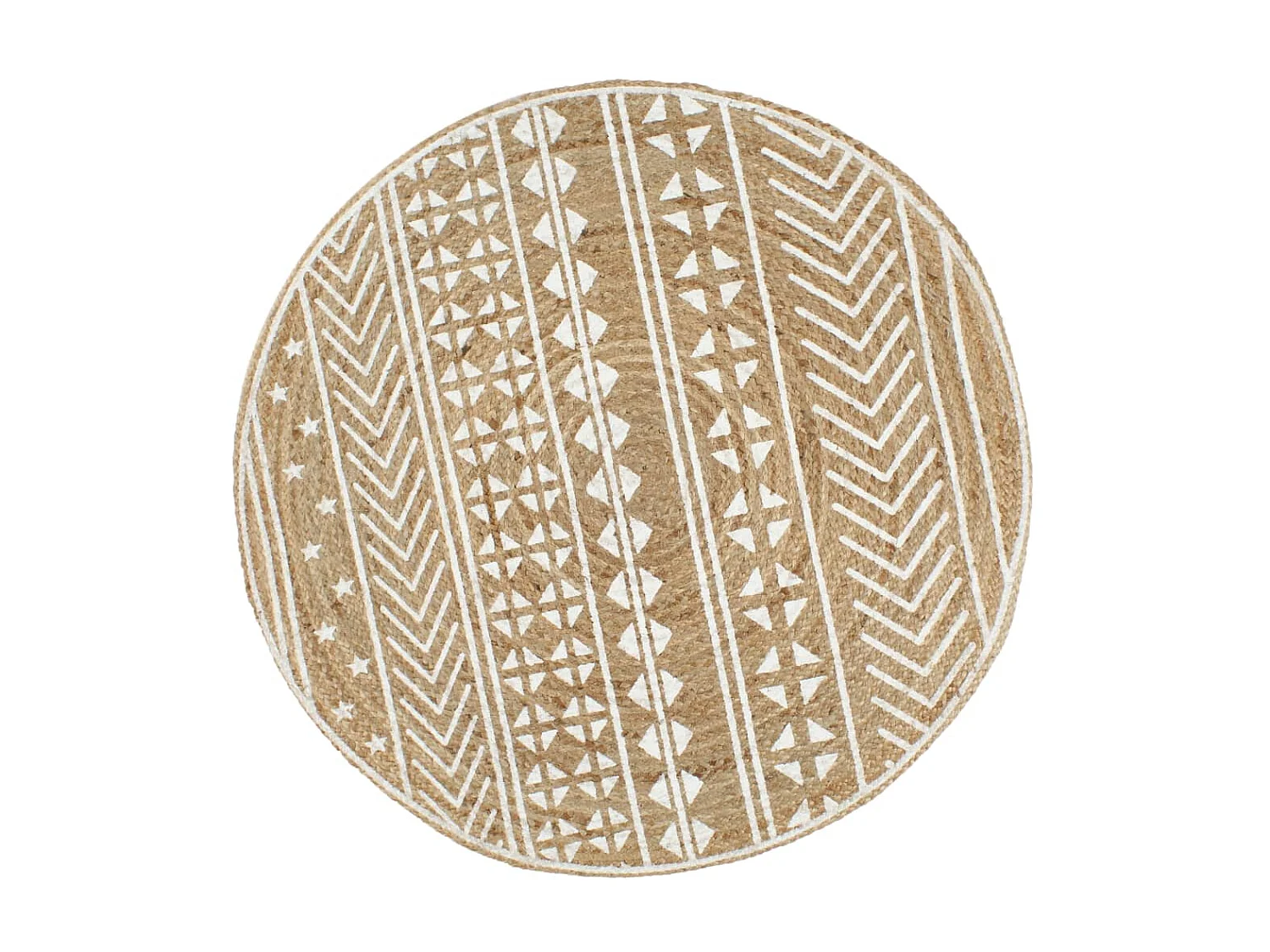 Tapis fait à la main Jute avec imprimé blanc 90 cm QBH97899