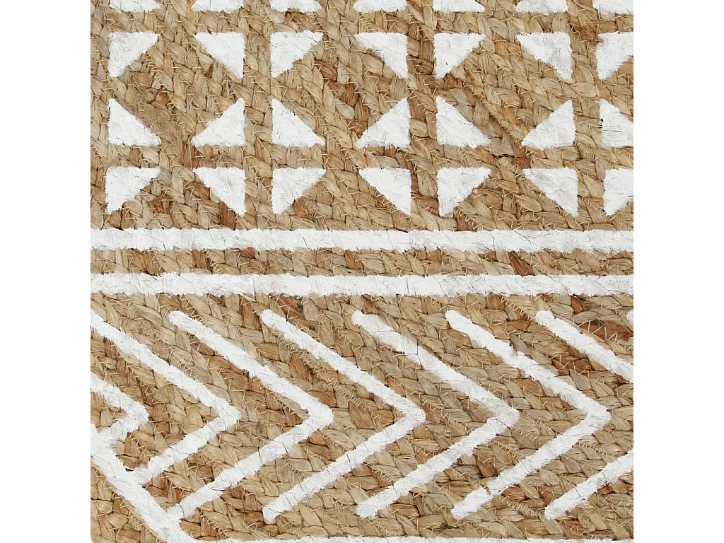 Tapis fait à la main Jute avec imprimé blanc 90 cm QBH97899