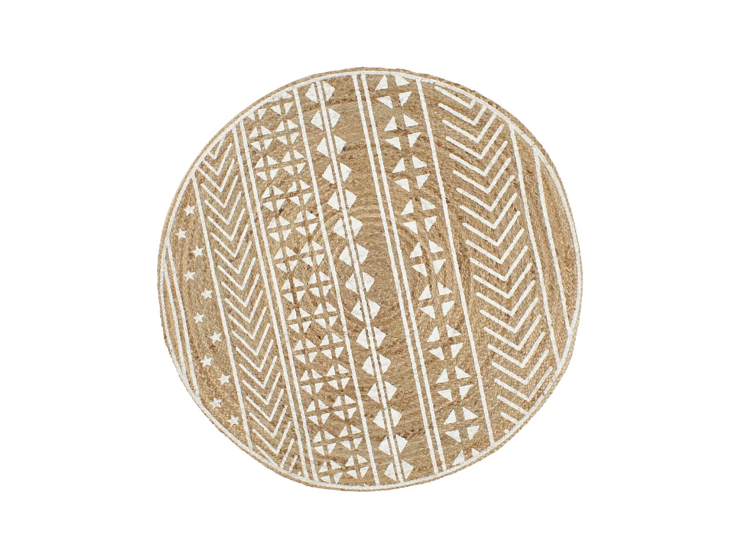 Tapis fait à la main Jute avec imprimé blanc 90 cm QBH97899