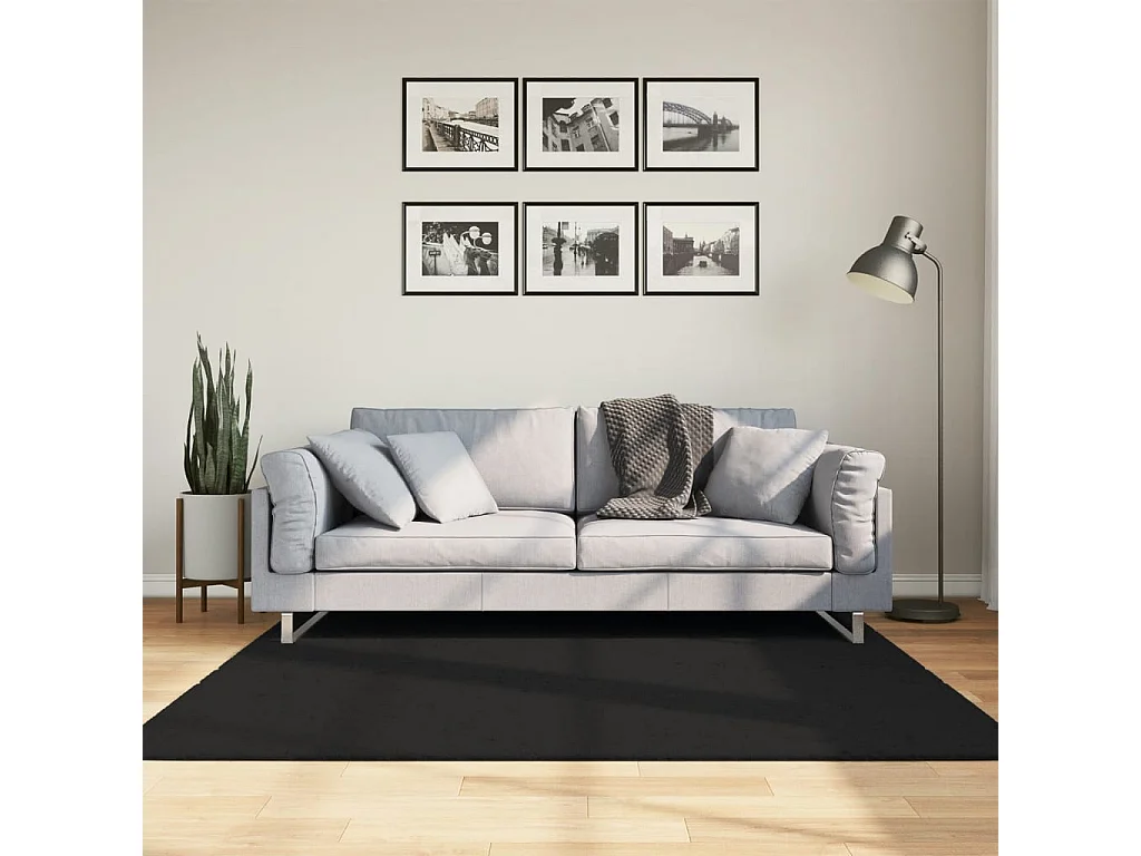 Vloerkleed HUARTE laagpolig zacht wasbaar 160x160 cm zwart NL157159