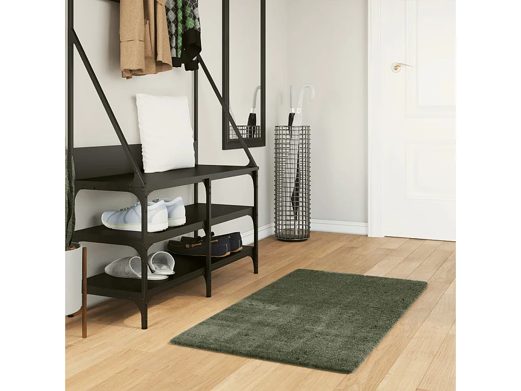 Tapis HUARTE à poils courts doux et lavable vert forêt 60x110cm QBH71668