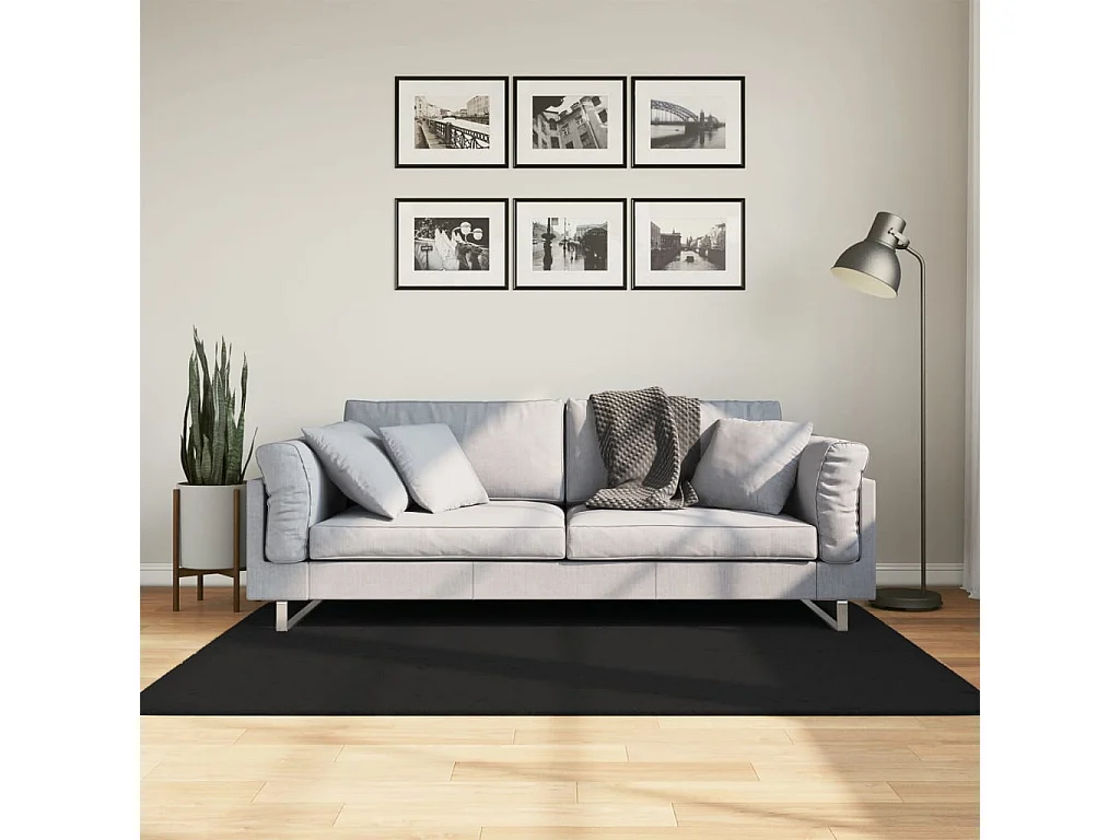 Tapis HUARTE à poils courts doux et lavable noir 120x170 cm QBH22522
