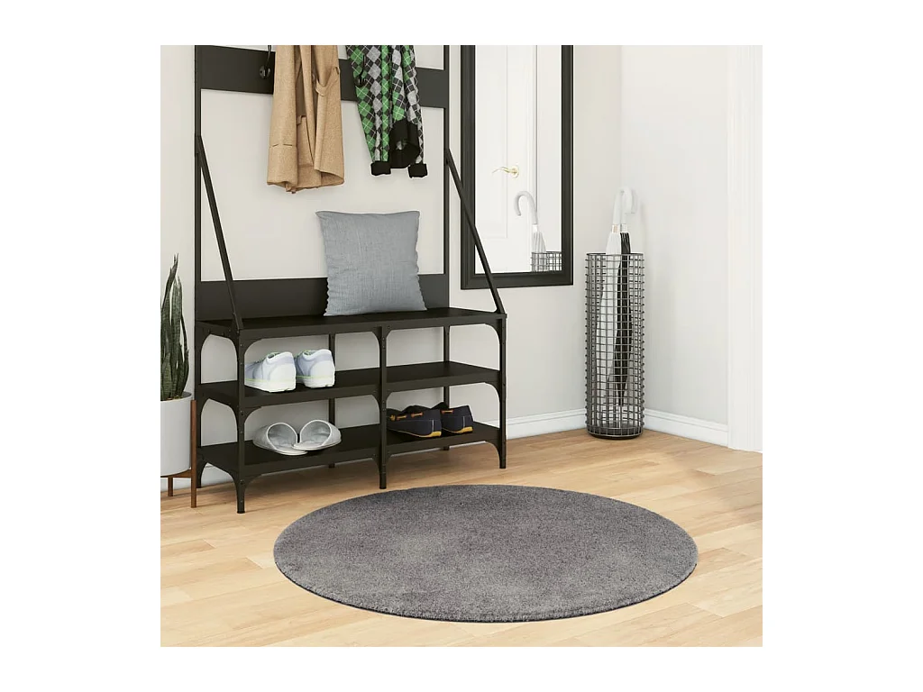 Tapis HUARTE à poils courts doux et lavable anthracite Ø 100 cm QBH32338