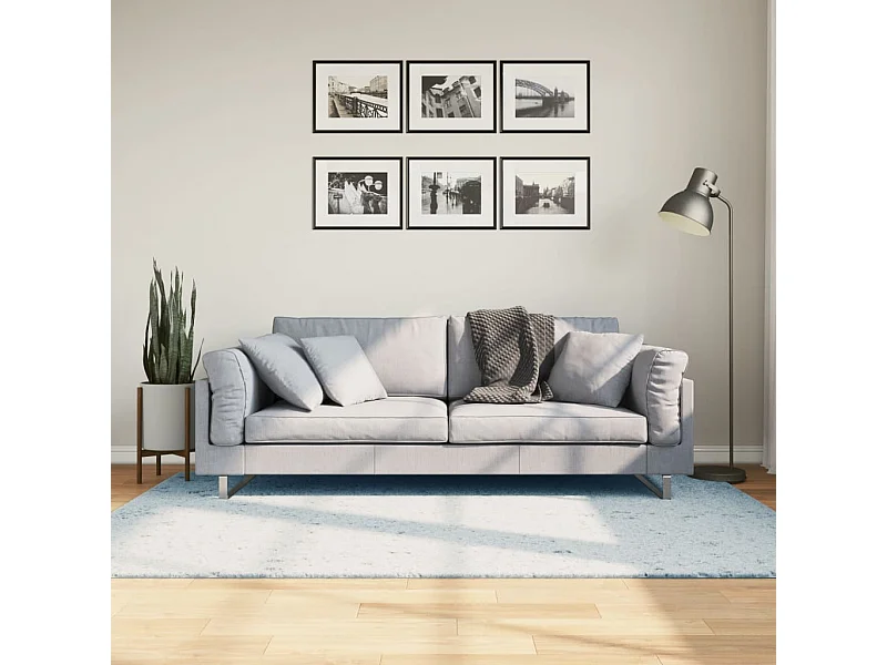 Tapete pelo curto macio e lavável HUARTE 140x200 cm azul PT892143