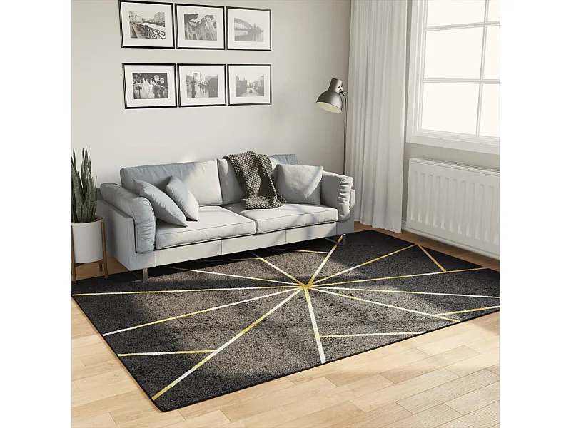 Tapis lavable noir et doré 160x230 cm antidérapant QBH65304