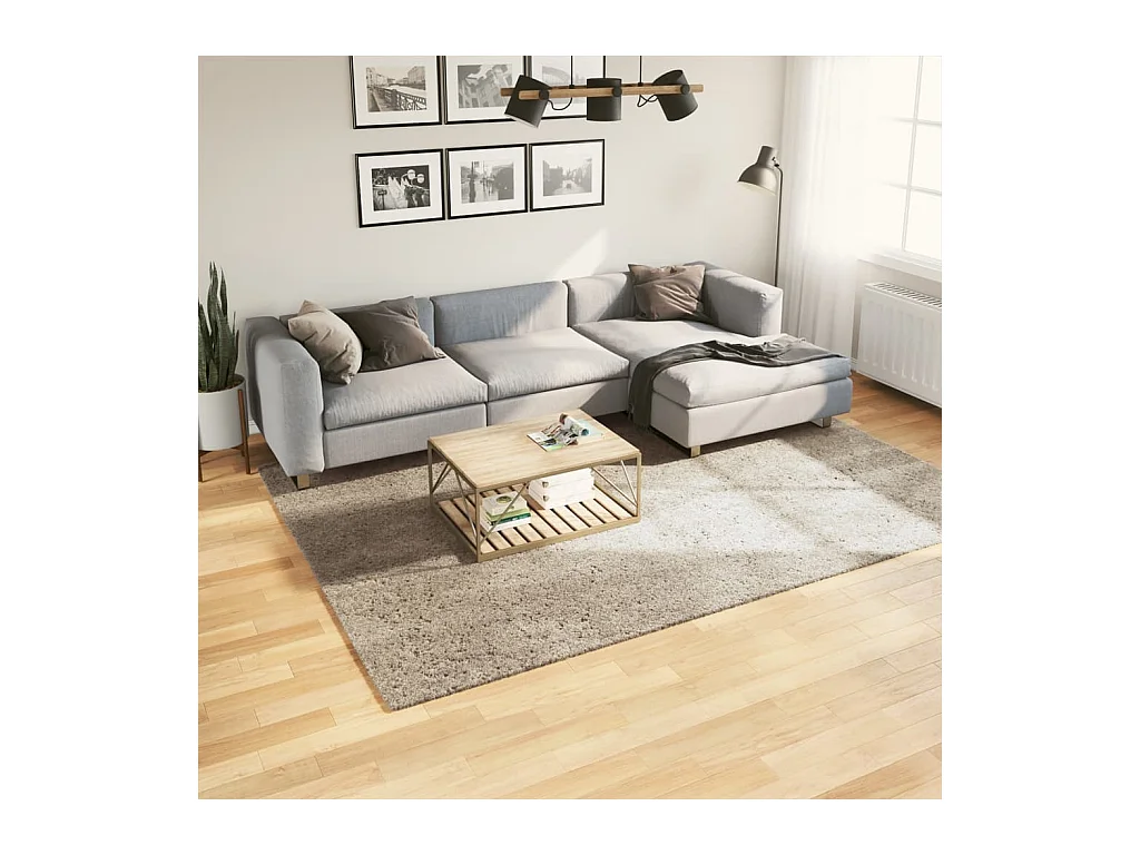 Vloerkleed ISTAN hoogpolig glanzend 200x280 cm beige NL937435
