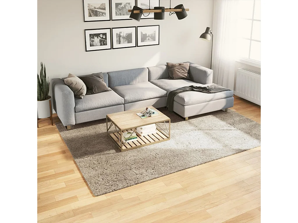 Vloerkleed ISTAN hoogpolig glanzend 200x280 cm beige NL937435