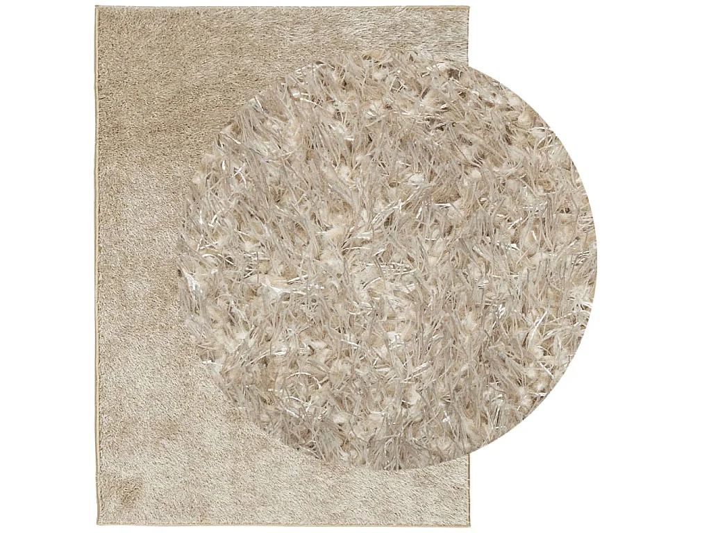 Vloerkleed ISTAN hoogpolig glanzend 200x280 cm beige NL937435