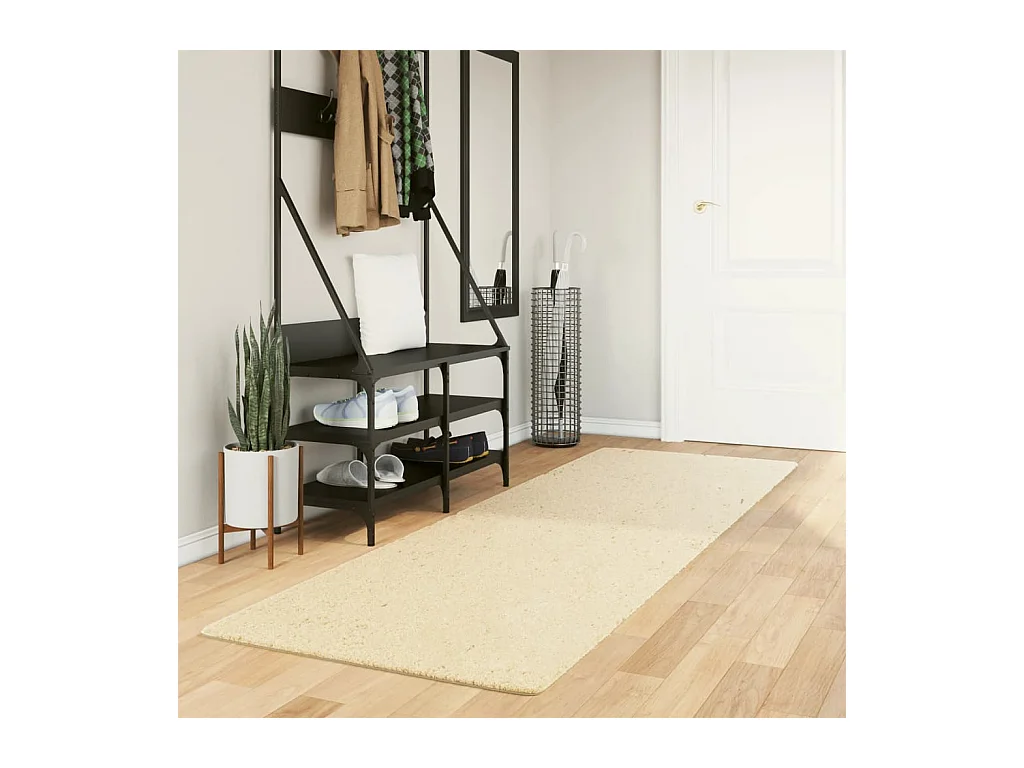 Tapis HUARTE à poils courts doux et lavable crème 80x250 cm QBH28353