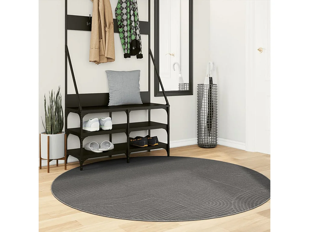 Tapis IZA poils courts style scandinave anthracite Ø 160 cm QBH17908