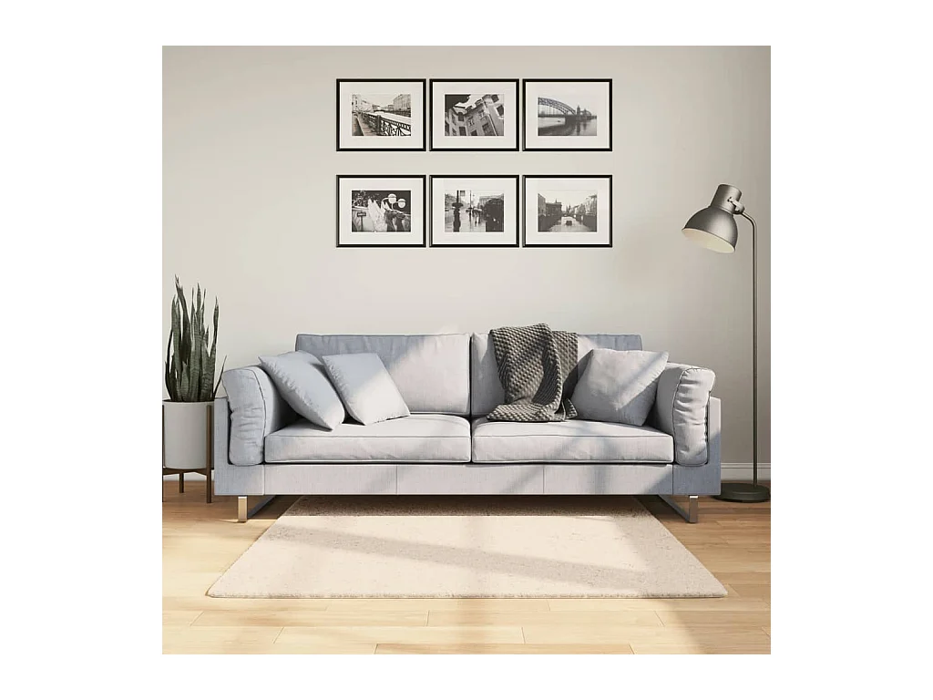 Tapis HUARTE à poils courts doux et lavable beige 120x120 cm QBH49228