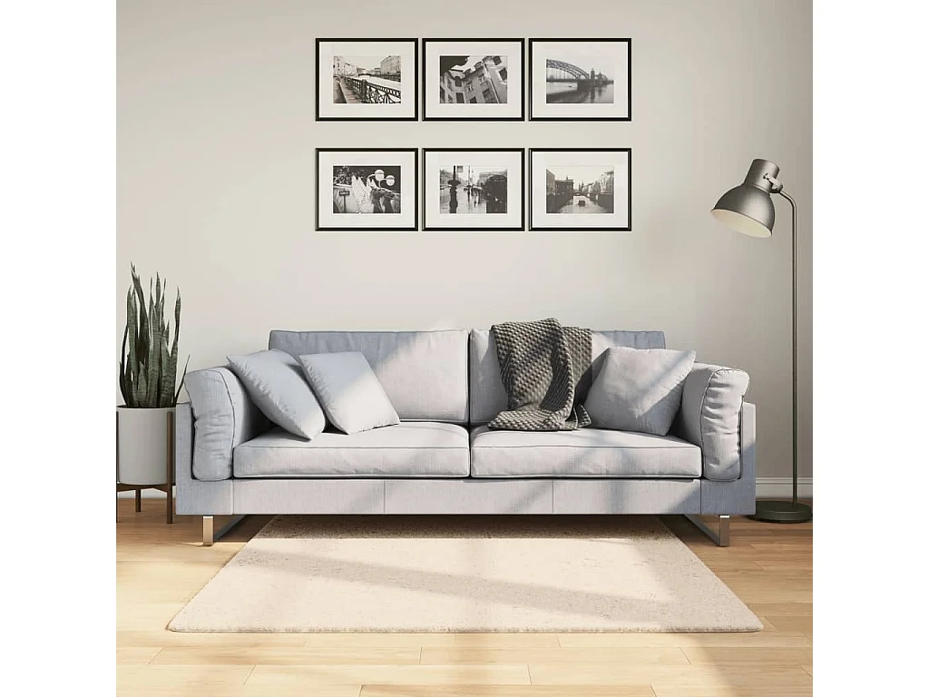 Tapis HUARTE à poils courts doux et lavable beige 120x120 cm QBH49228