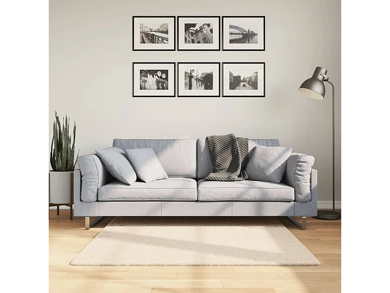 Tapis HUARTE à poils courts doux et lavable beige 120x120 cm QBH49228