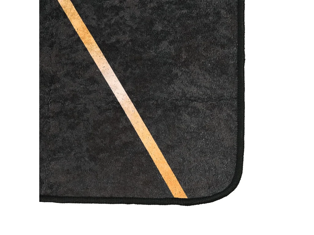 Vloerkleed wasbaar anti-slip 80x300 cm zwart en goudkleurig NL709014