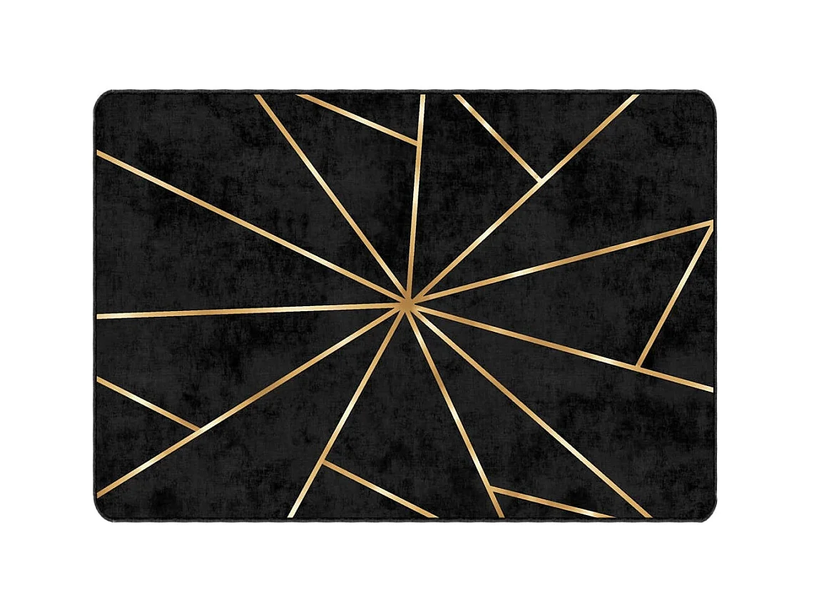 Tapete lavável antiderrapante 120x180 cm preto e dourado PT888374