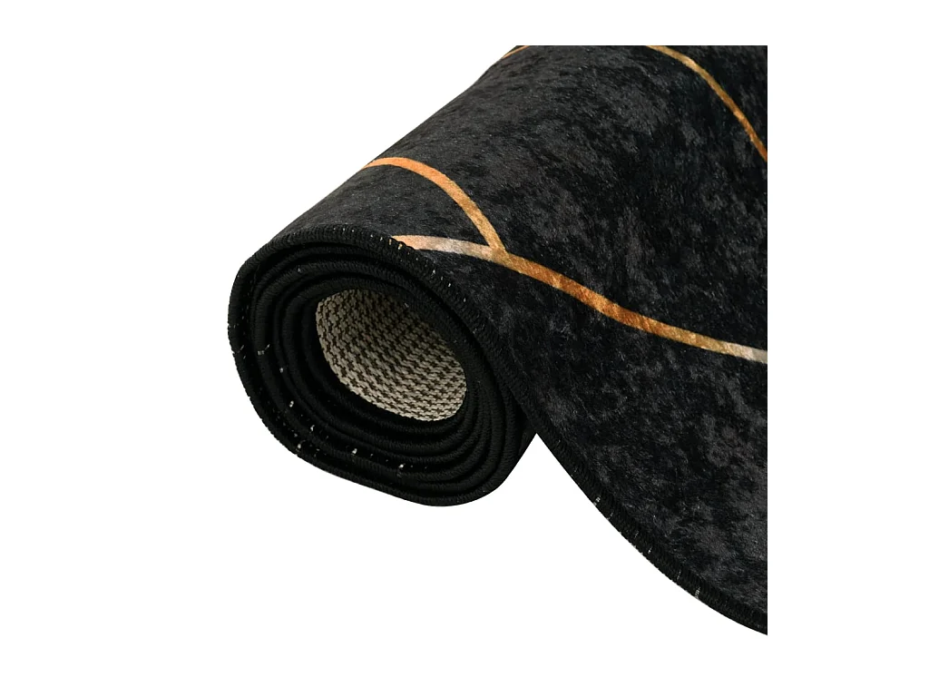 Tapete lavável antiderrapante 120x180 cm preto e dourado PT888374